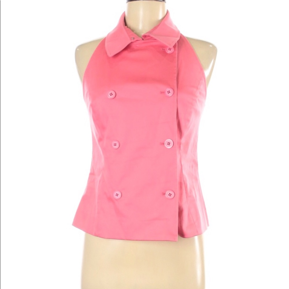Etcetera Pink Halter Top Button Front Size 8 NWT